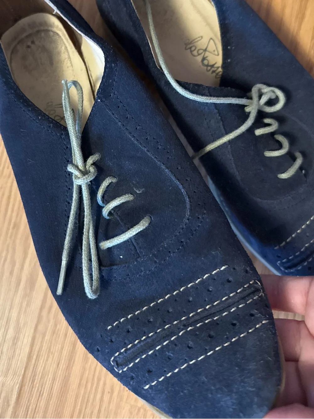Italian Navy Suede Oxford Lace-Up Shoes